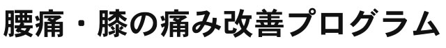 腰痛・膝の痛み改善プログラム