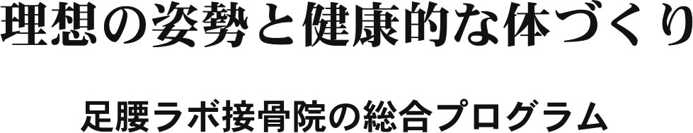 理想の姿勢と健康的な体づくり。足腰ラボ接骨院の総合プログラム